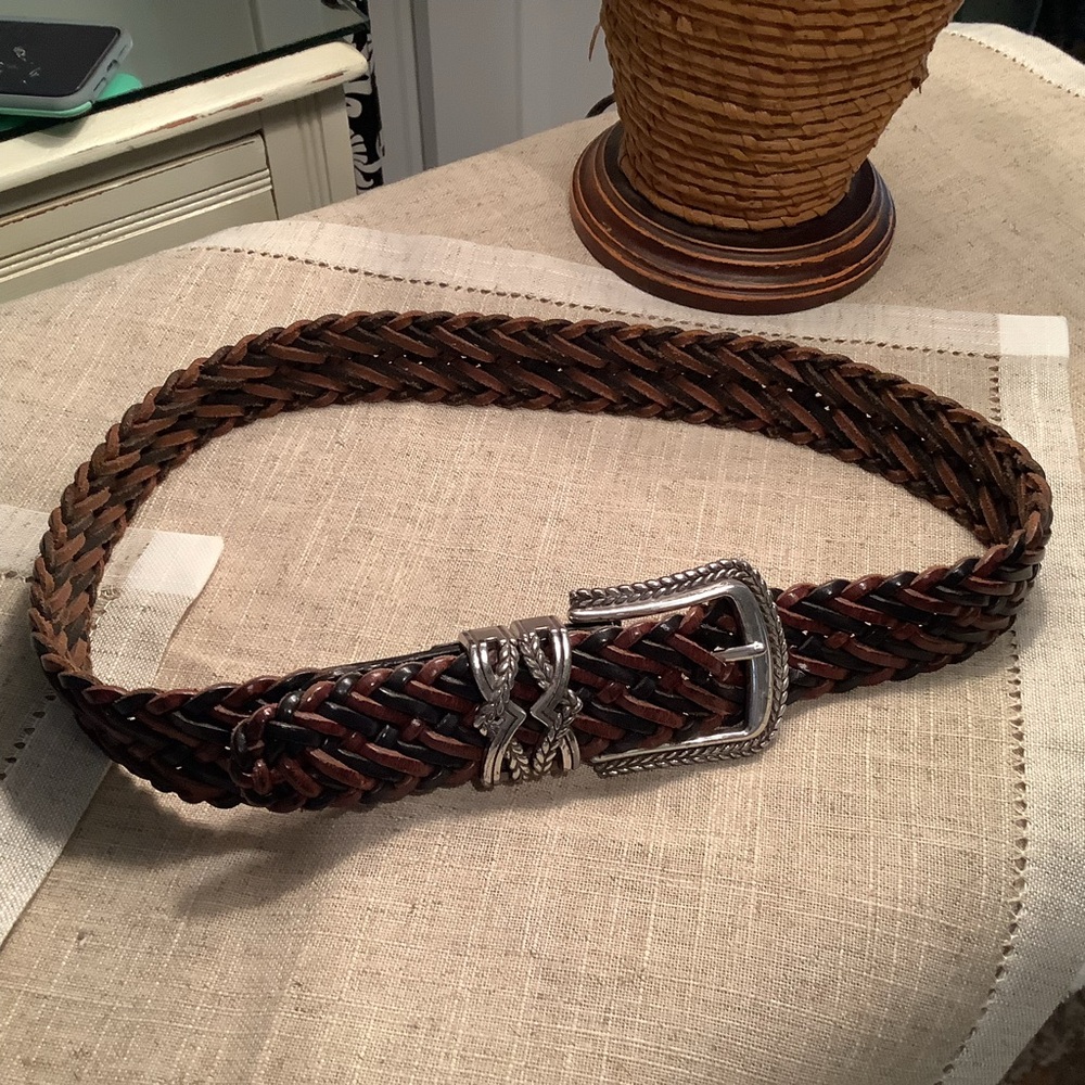 Brighton black and brown braided belt. Sz 28” 1 1/2” wide